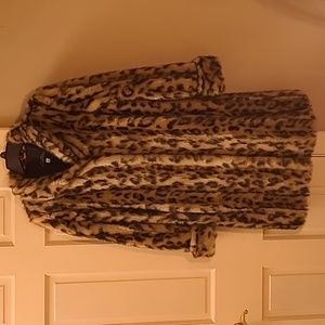 Faux Leopard Skin Fur Coat by Donna Salyers - Size S